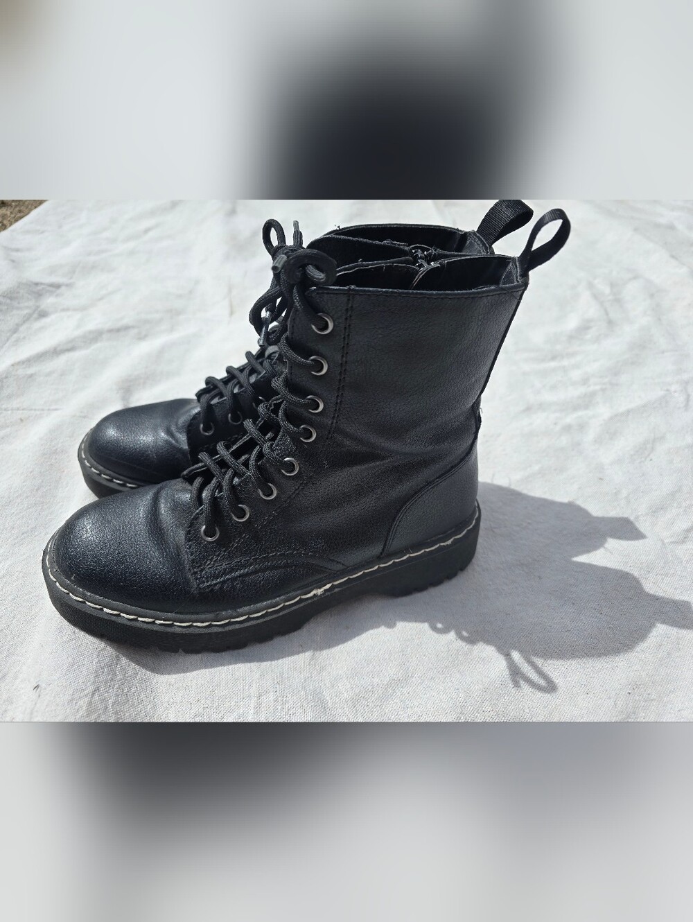 Sincerly Jules Black Lace-Up Moto Combat Boots
